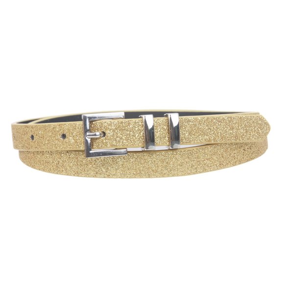 Ladies 5/8\" Glitter Dress Skinny Belt, Gold | Xs - 28\" Ladies 5/8\" Glitter Dress Skinny Belt, Gold | Xs - 28\"